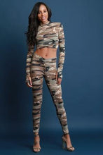 Load image into Gallery viewer, Camouflage V-Hem Crop Top with Legging Set
